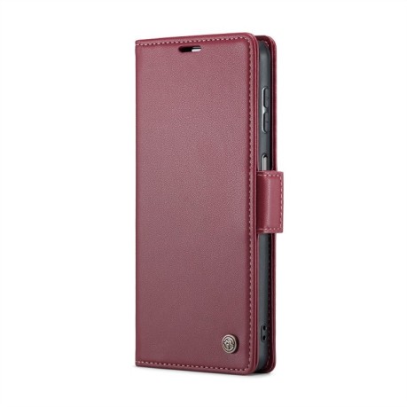 Чохол-книжка CaseMe 023 Butterfly Buckle Litchi RFID Anti-theft Leather для Samsung Galaxy A25 5G - винно-червоний