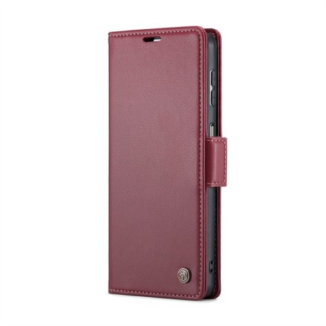 Чехол-книжка CaseMe 023 Butterfly Buckle Litchi Texture RFID Anti-theft Leather для Samsung Galaxy A25 5G - винно-красный