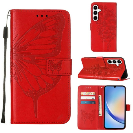 Чехол-книжка Embossed Butterfly для Samsung Galaxy A35 5G - красный