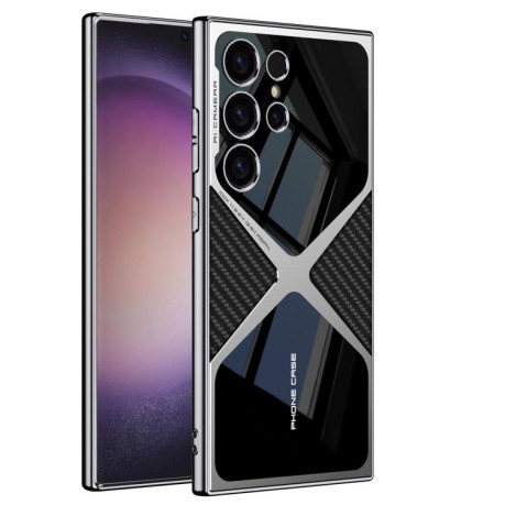 Протиударний чохол GKK Leather Electroplating Supersonic Speed Shockproof для Samsung Galaxy S25 Ultra 5G - Carbon