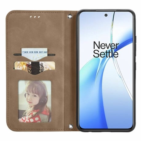 Чохол-книжка Retro Skin Feel Business Magnetic на OnePlus Nord CE4 - коричневий