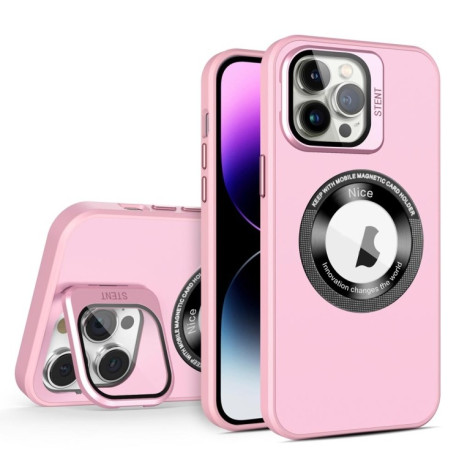Противоударный чехол Skin Feel Magnifier MagSafe Lens для iPhone 15 Pro Max - розовый