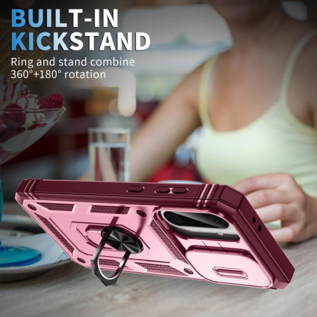 Протиударний чохол Sliding Camshield для Samsung Galaxy A56 5G - Pink+Rose Red