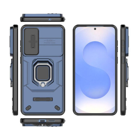 Противоударный чехол Sliding Camshield для Samsung Galaxy S25 Edge 5G - синий