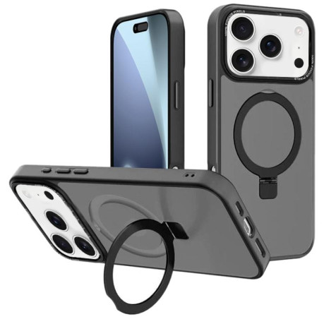 Противоударный чехол Kalebol Metal Lens Frame MagSafe Holder Frosted для iPhone 17 Pro - черный