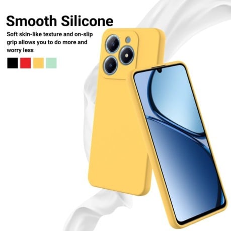 Силиконовый чехол Solid Color Liquid Silicone на Realme C61 Global - желтый