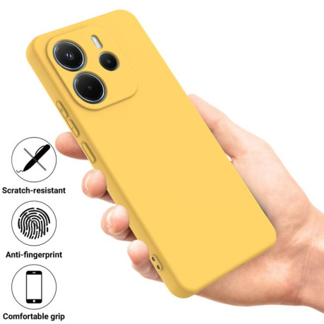 Силиконовый чехол Solid Color Liquid Silicone на Xiaomi Redmi Note 14 4G 164.84mm - желтый