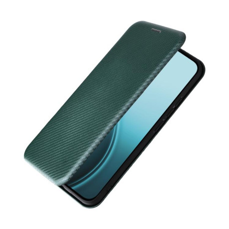 Чохол-книжка Carbon Fiber Texture на OPPO Reno14 Global / Reno14 F — зелений