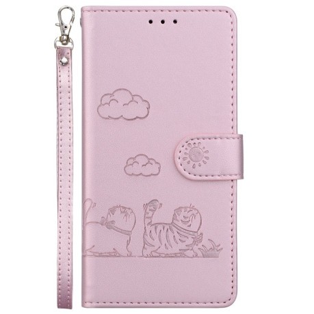 Чохол-книжка Cute Cats RFID Leather для Xiaomi 14T Pro - рожеве золото
