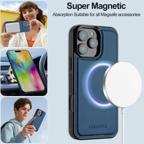 Чехол-книжка LCIMEEKE L2 Series Detachable Magsafe для iPhone 16 Pro - синий