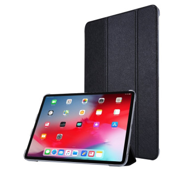 Чехол-книжка Silk Texture Three-fold на iPad Pro 12.9 (2021/2020) - черный
