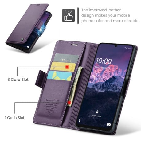 Чехол-книжка CaseMe 023 Butterfly Buckle Litchi Texture RFID Anti-theft Leather на Samsung Galaxy A07 / A06 - фиолетовый
