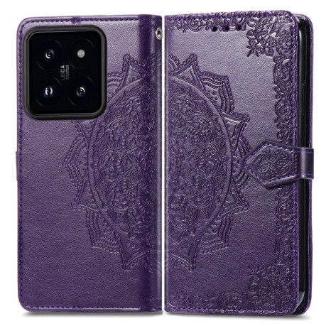 Чехол-книжка Mandala Embossing Pattern на Xiaomi 14 5G - фиолетовый