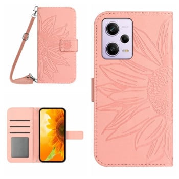 Чехол-книжка Skin Feel с рисунком подсолнуха на Xiaomi Redmi Note 12 Pro 5G/Poco X5 Pro - розовый