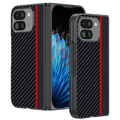 Протиударний чохол Carbon Fiber Texture Printing для Google Pixel 9 Pro Fold - чорно-червоний