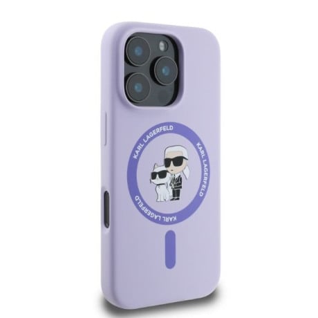 Оригінальний чохол Karl Lagerfeld Choupette Heads Ring MagSafe для iPhone 16 Pro Max - purple