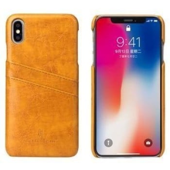 Кожаный чехол Fierre Shann Retro Oil Wax Texture на iPhone XS Max желтый