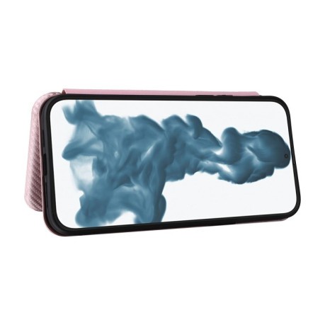 Чехол-книжка Carbon Fiber Texture на iPhone 14 - розовый