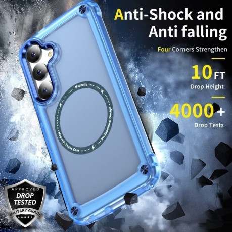 Протиударний чохол Skin Feel TPU + PC MagSafe Magnetic для Samsung Galaxy S25 5G - синій
