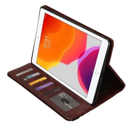 Кожаный чехол-книжка Crazy Horse Texture на iPad 9/8/7 10.2 (2019/2020/2021) - коричневый