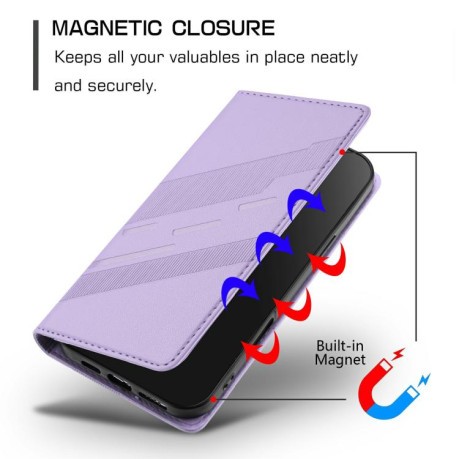 Чехол-книжка Embossed Multi-functional Wallet Retro Leather на Realme GT7 Pro - фиолетовый