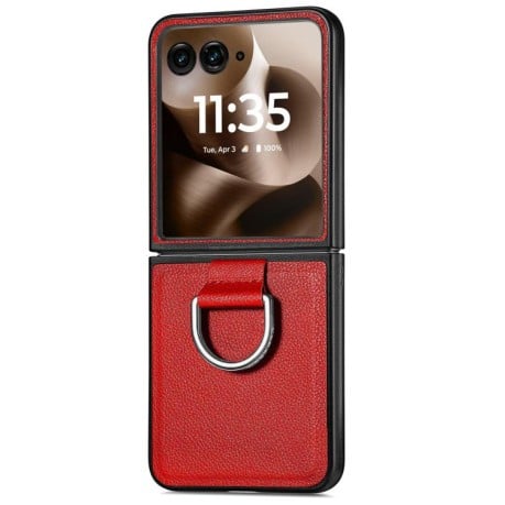 Противоударный чехол Litchi Texture на Motorola Razr 60 Ultra - красный