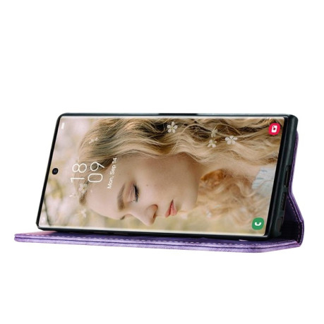 Чохол-книжка Cat Embossing Pattern для Samsung Galaxy S25 Ultra 5G - фіолетовий