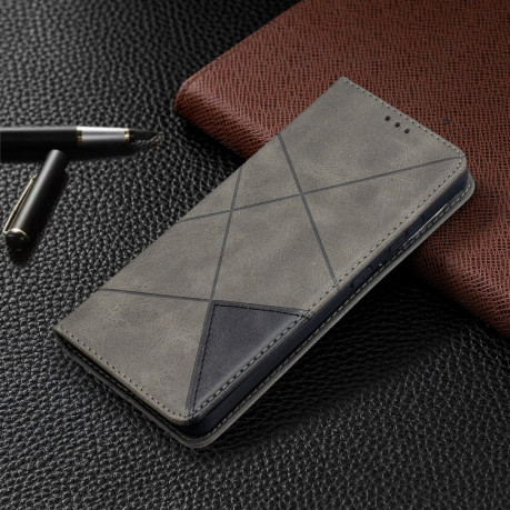 Чохол-книга Rhombus Texture на Samsung Galaxy S21 Ultra - сірий
