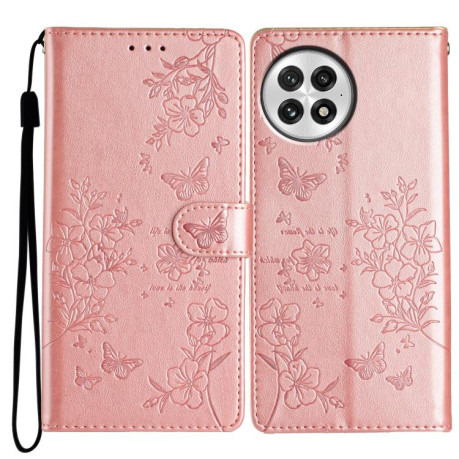 Чохол-книжка Butterflies and Flowers Leather для OnePlus 13 - золото