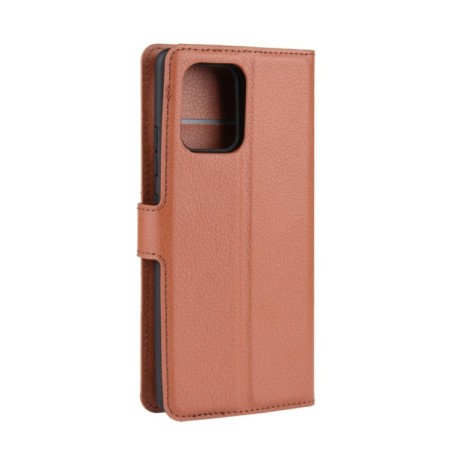 Кожаный чехол-книжка на Samsung Galaxy S10 Lite Litchi Texture коричневый