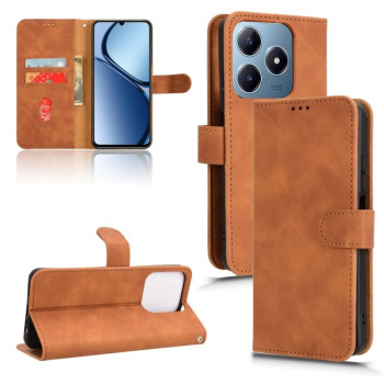 Чехол-книжка в стиле Retro мягкое покрытие Skin Feel деловой дизайн на Realme C61/C63/Note 60/Note 60x - коричневый