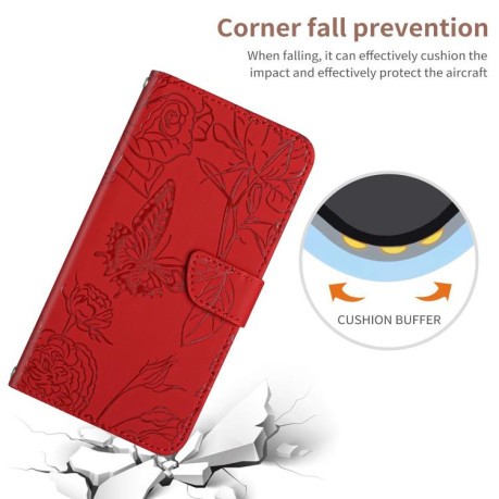 Чохол-книжка Embossed Butterfly для Xiaomi Redmi Note 14 Pro 4G - червоний