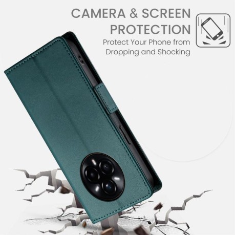 Чохол-книжка Side Buckle Magnetic Frosted Leather для Realme 14 Pro+ - зелений