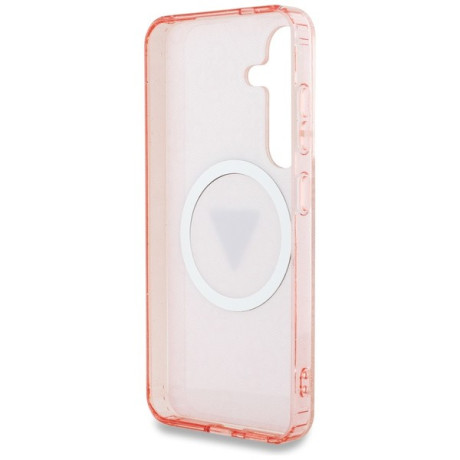Оригинальный чехол Guess 4G Glitter Triangle Buttons на Samsung Galaxy S25 - Pink