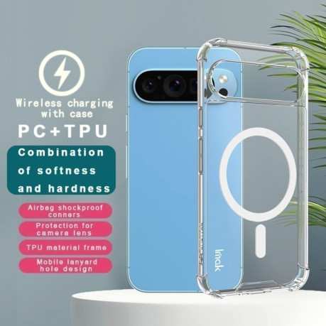 Противоударный чехол IMAK Space Shield PC + TPU Airbag Shockproof MagSafe для Google Pixel 9 Pro XL - прозрачный