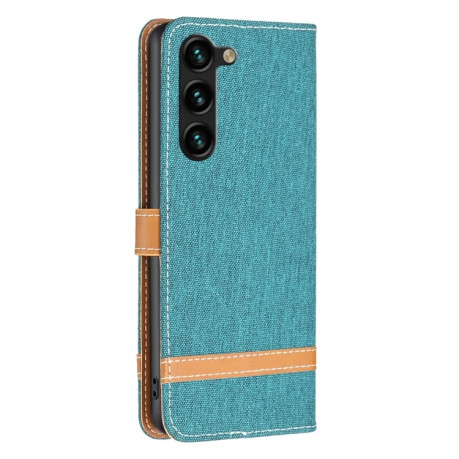 Чехол-книжка Color Matching Denim Texture на Samsung Galaxy S25+ 5G - зеленый