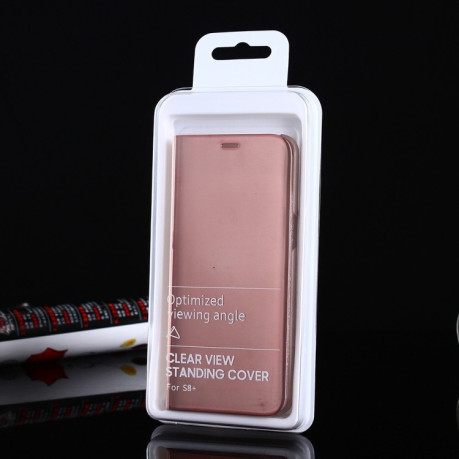 Чехол- книжка Clear View на Samsung Galaxy S8+Plus/G955 Electroplating Mirror-розовое золото