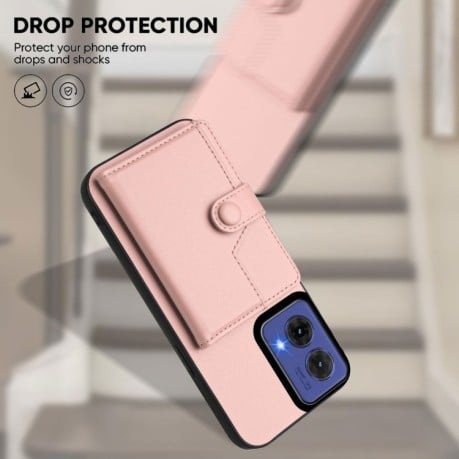 Ударозахисний чохол EU Version Button Card Bag RFID Anti-theft для Motorola Moto G85 - рожевий
