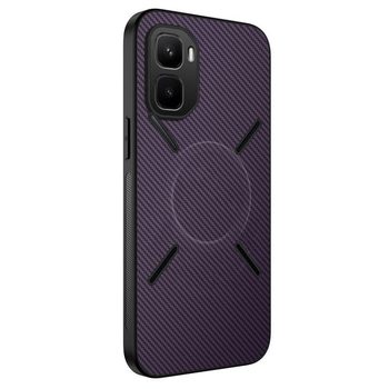 Магнитный чехол Wanlonfeng серии TQ с текстурой карбона на Infinix GT 50 Pro — фиолетовый