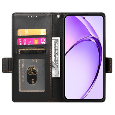 Чехол-книжка Side Buckle Magnetic Frosted Leather для Realme 13+ - черный