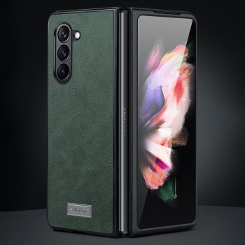 Чохол SULADA Shockproof TPU + Handmade Leather для Samsung Galaxy Fold 6 - зелений