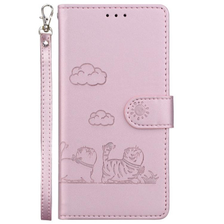 Чохол-книжка Cute Cats RFID Leather для Xiaomi Redmi Note 14 4G 164.84mm - золото