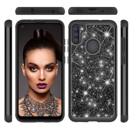 Протиударний чохол Glitter Powder Contrast Skin Samsung Galaxy A11/M11 - чорний