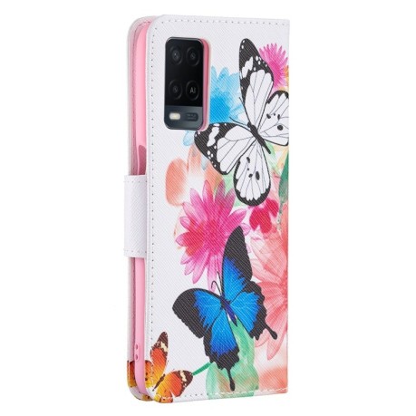 Чохол-книжка Colored Drawing Pattern для OPPO A54 4G / A55 5G - Butterflies