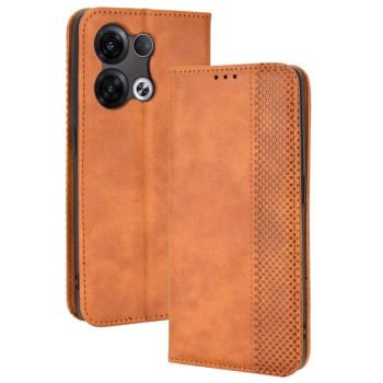 Чохол-книжка Magnetic Buckle Retro Crazy Horse Texture для OPPO Reno 8 - коричневий