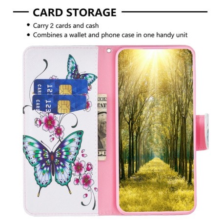 Чехол-книжка Colored Drawing Pattern для Xiaomi Poco F5 5G / Redmi Note 12 Turbo - Flowers Butterfly