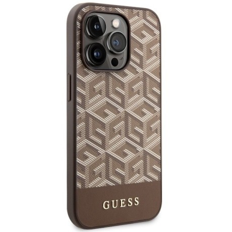 Оригинальный чехол Guess GCube Stripes MagSafe для iPhone 14 Pro Max -  brown