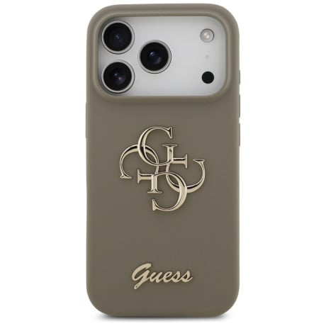 Оригінальний силіконовий чохол Guess Silicone Big 4G Script на iPhone 17 Pro Max - Brown