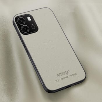 Чохол  з вирізом під надпис HUIYI Leather Magnetic на OPPO A6/x/k 5G — білий