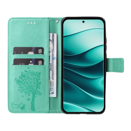 Чохол-книжка Happy Cat Pattern для Xiaomi Redmi Note 14 Pro / 14 Pro+ 5G - зелений
